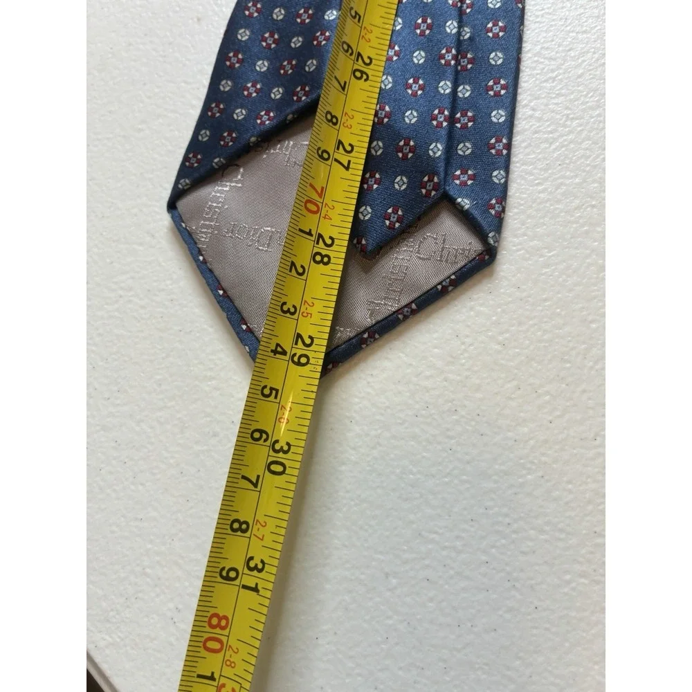 Christian Dior Tie Mens Blue Luxury 100% Silk One Size Made In USA Designer